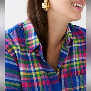 JCrew Colorful Plaid Flannel Shirt Size 10